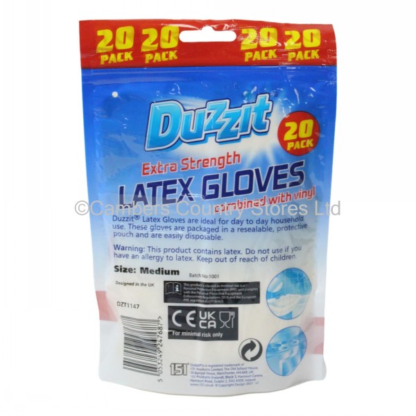 Duzzit Disposable Latex Gloves 20 Pack Cambers Country Store